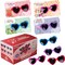 4E's Novelty 32 Pack Valentine Heart Glasses for Kids with Cards – Bulk Valentines Day Sunglasses for Classroom Exchange, Kids Party Favors, Non-Candy Valentine Gifts for School, Heart-Shaped Shades